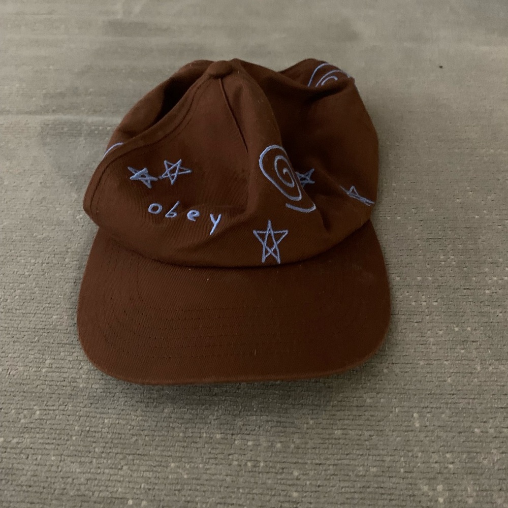 Obey Kids Brown Hat with Blue Star Design